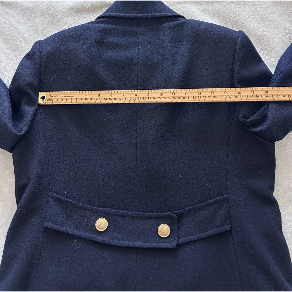 J G Hook Vintage Merino Wool Coat Sz 10 Navy Long Tailored Classic Gold Buttons - Picture 14 of 15
